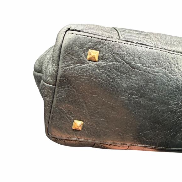 MZ Wallace Black Leather Tote Studded Zip Top Shoulder Bag - Picture 6 of 12